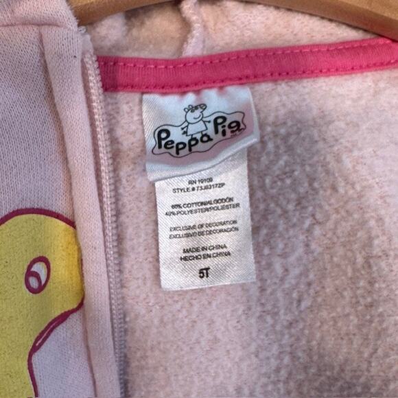 Toddler Girls 5T Peppa Pig Zip-up Sweatshirt with Hoodie Flower - Picture 6 of 6
